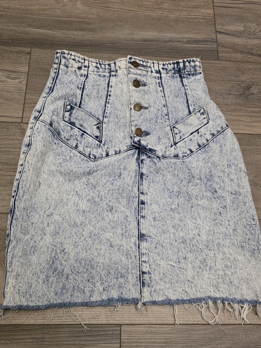Vintage 80s Filippo Totti Acid Wash High Waisted Denim Skirt - Size 5/6